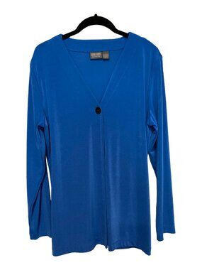 Additions by Chico's Size 2 (Large) Blue Single-Button Cardigan Top Women